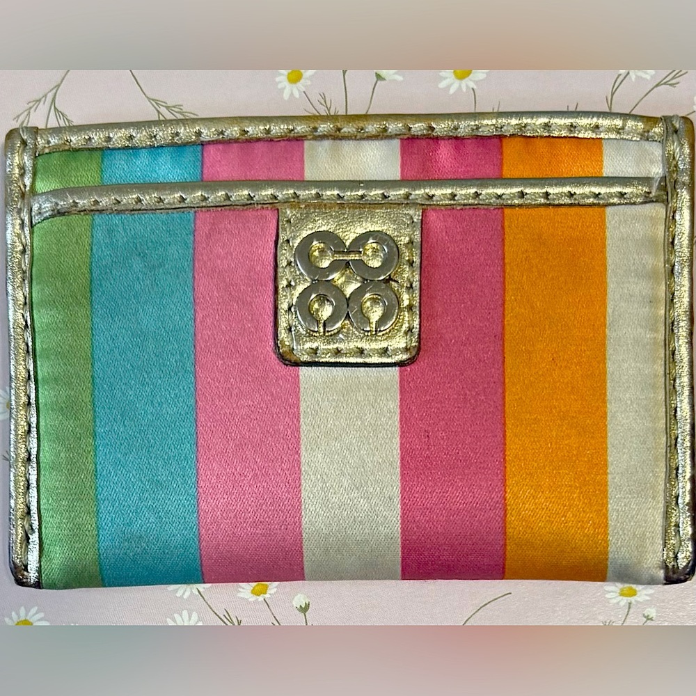 Coach • Y2K Multicolour Striped Card Holder-Wallet **CALL OUTS**